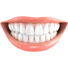 Obraz premium 3D Smiling Mouth with Perfect White Teeth Isolated on Transparent Background.
