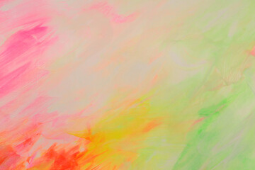 Art Watercolor and Acrylic brushstroke smear blot painting wall. Abstract texture pink, yellow,...
