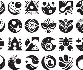 Abstract logo set. Modern icons silhouette abstract vector sticker element