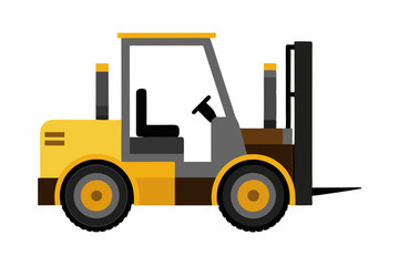  Realistic forklift construction vehicle vector art illustration