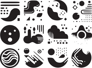 Abstract element shape set vector. Modern icons silhouette abstract sticker element