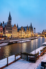 Snow Christmas in Ghent, Belgium