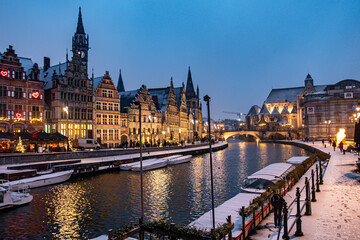 Obraz premium Snow Christmas in Ghent, Belgium