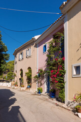 Beautiful architecture on the streets of Assos village, Kefalonia island, Greece