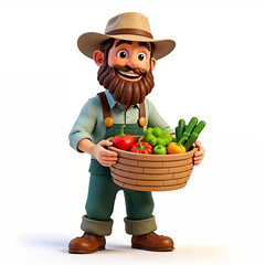 farmer cartoon character isolated 3d render illustration