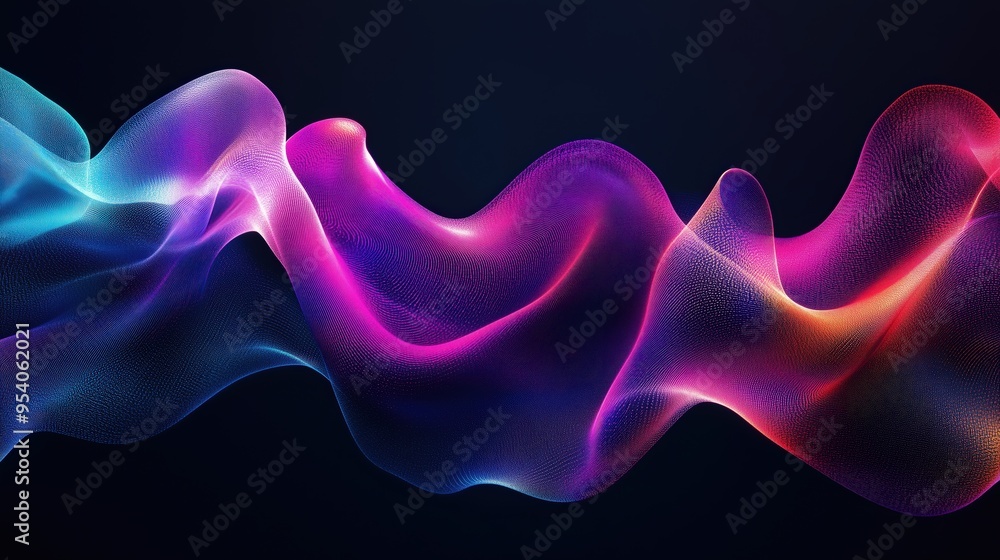 Aufkleber colorful abstract wave patterns on dark background for creative design projects
