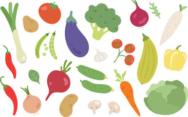 Collection of vegetables illustrations in vector format