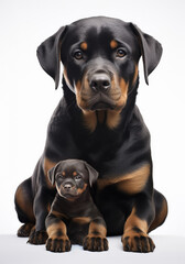 Obraz premium Female Rottweiler Dog with Puppy