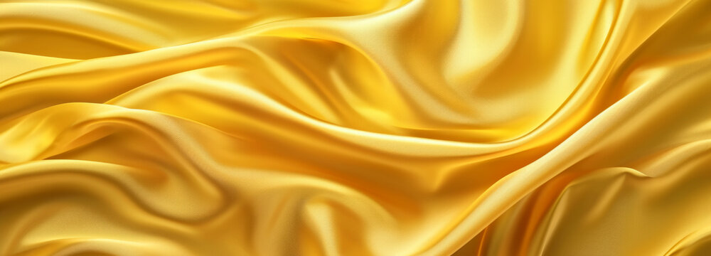 Smooth elegant yellow silk or satin luxury cloth background