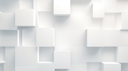 A minimalist 3D wall composed of white cubes, creating a modern and clean aesthetic.
