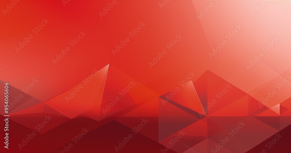 Poster a vibrant abstract design featuring geometric shapes in shades of red, creating a dynamic and modern