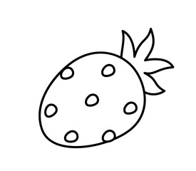 Coloring page. Strawberry. Black and white cartoon strawberry. Vector