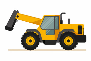 Realistic telehandler construction vehicle vector art illustration