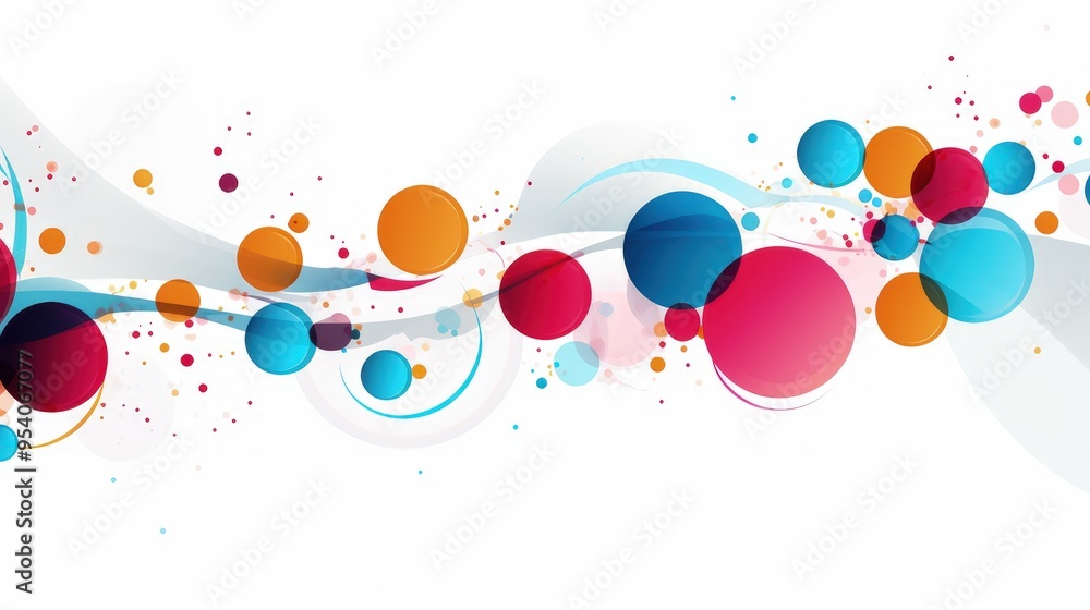 Poster a vibrant abstract design featuring colorful circles and flowing shapes, ideal for backgrounds or gr