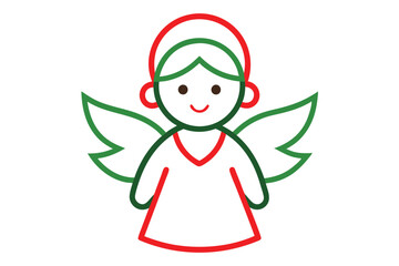 Christmas angel ornament vector line art, clipart illustration with isolated on white background