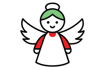 Christmas angel ornament vector line art, clipart illustration with isolated on white background