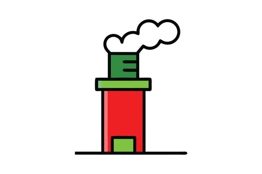 recommend clip art: Chimney with smoke  vector line art, clipart illustration with isolated on white background