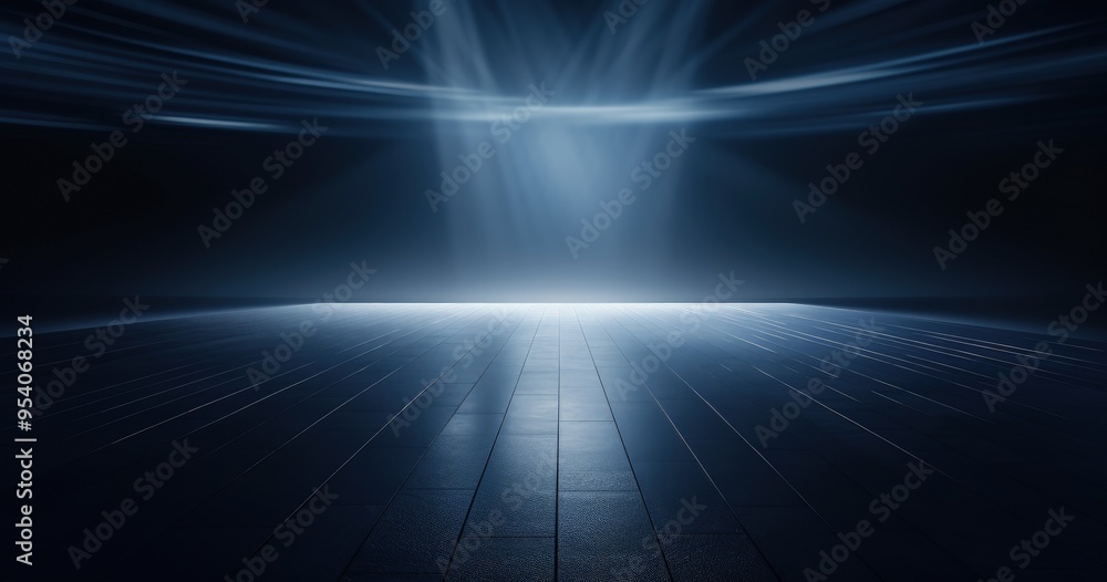 Aufkleber a serene, dark space illuminated by soft beams of light, creating a tranquil and contemplative atmos