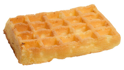 Rectangular baked Belgian waffle on isolated background