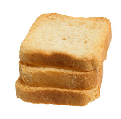 Piece of white wheat flour toast on isolated background