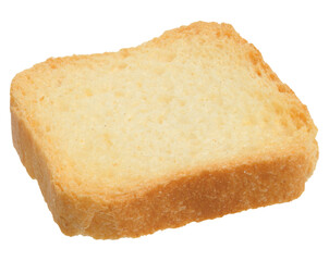 Piece of white wheat flour toast on isolated background