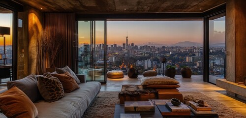 Obraz premium Safari-Inspired Loft in Johannesburg with Earth Tone Decor.