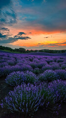 Lavander field in the sunset