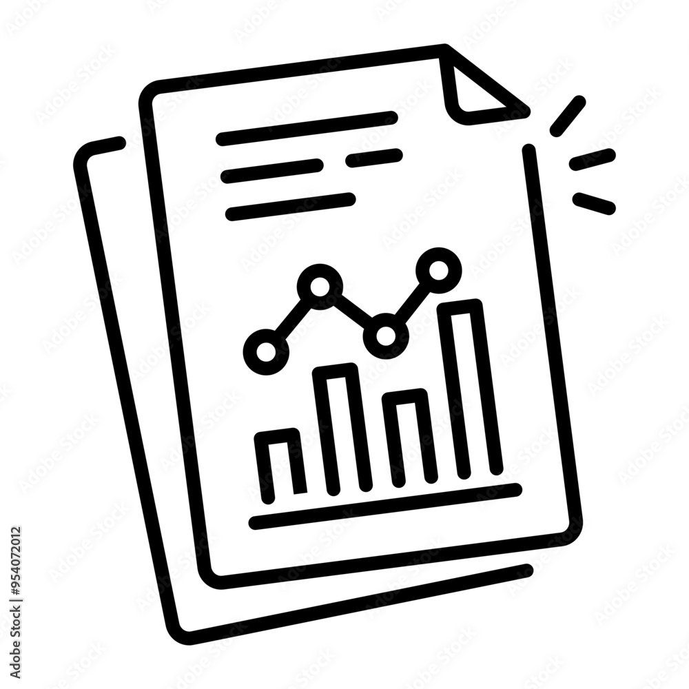 Sticker Linear style icon of data report 