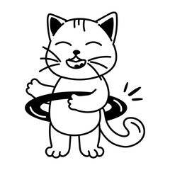 Playing cat icon in drawing style