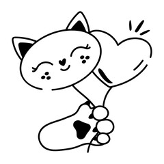 A sketchy style icon of cat balloons 