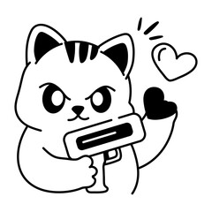 Love gun icon in drawing style