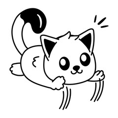 Scratching cat icon in doodle style 