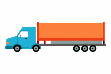 Truck with long trailer vector art illustration