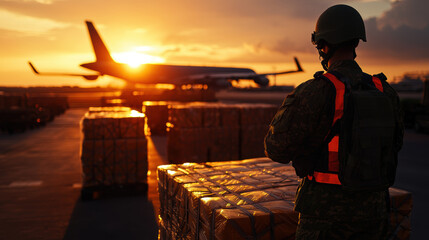 Military logistics in airfreight, visualizing the specialized processes for transporting military freight via air