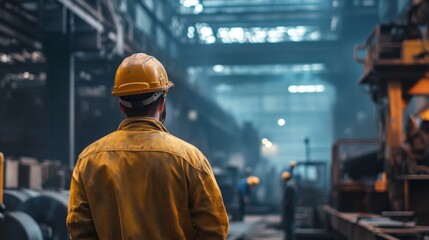 Industrial Workplace Chaos with Worker in Safety Gear Generative AI