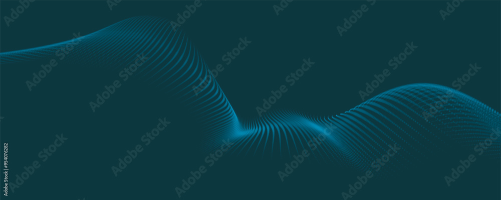 Poster abstract digital particle wave. technology background. futuristic dot wave. network connection struc