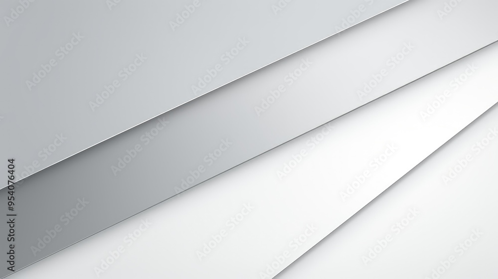 Poster a minimalist composition of overlapping gray and white geometric shapes, creating a sleek and modern