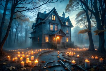 spooky and mysterious haunted house
