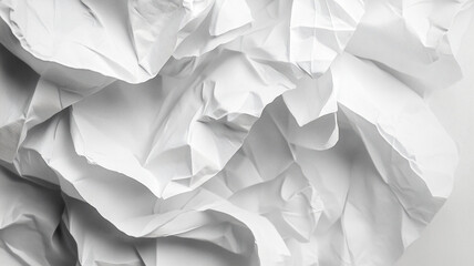 Obraz premium Close-up of crumpled white material showcasing abstract folds and texture