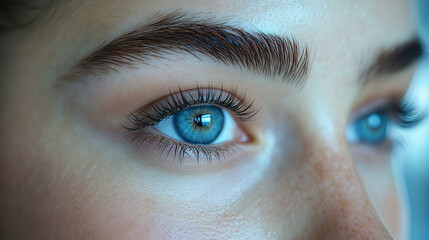 Obraz premium Eyebrow care with precise tweezing, shaping the brows to perfection in a well-lit vanity.