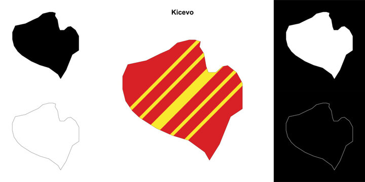 Kicevo municipality outline map set