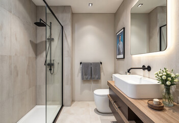 Modern Flat Minimalist Bathroom Interior