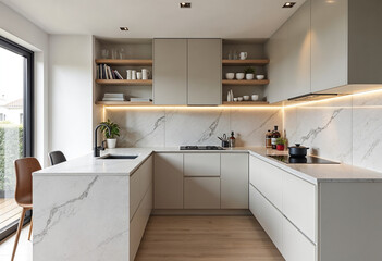 Modern Flat Minimalist Kitchen Interior