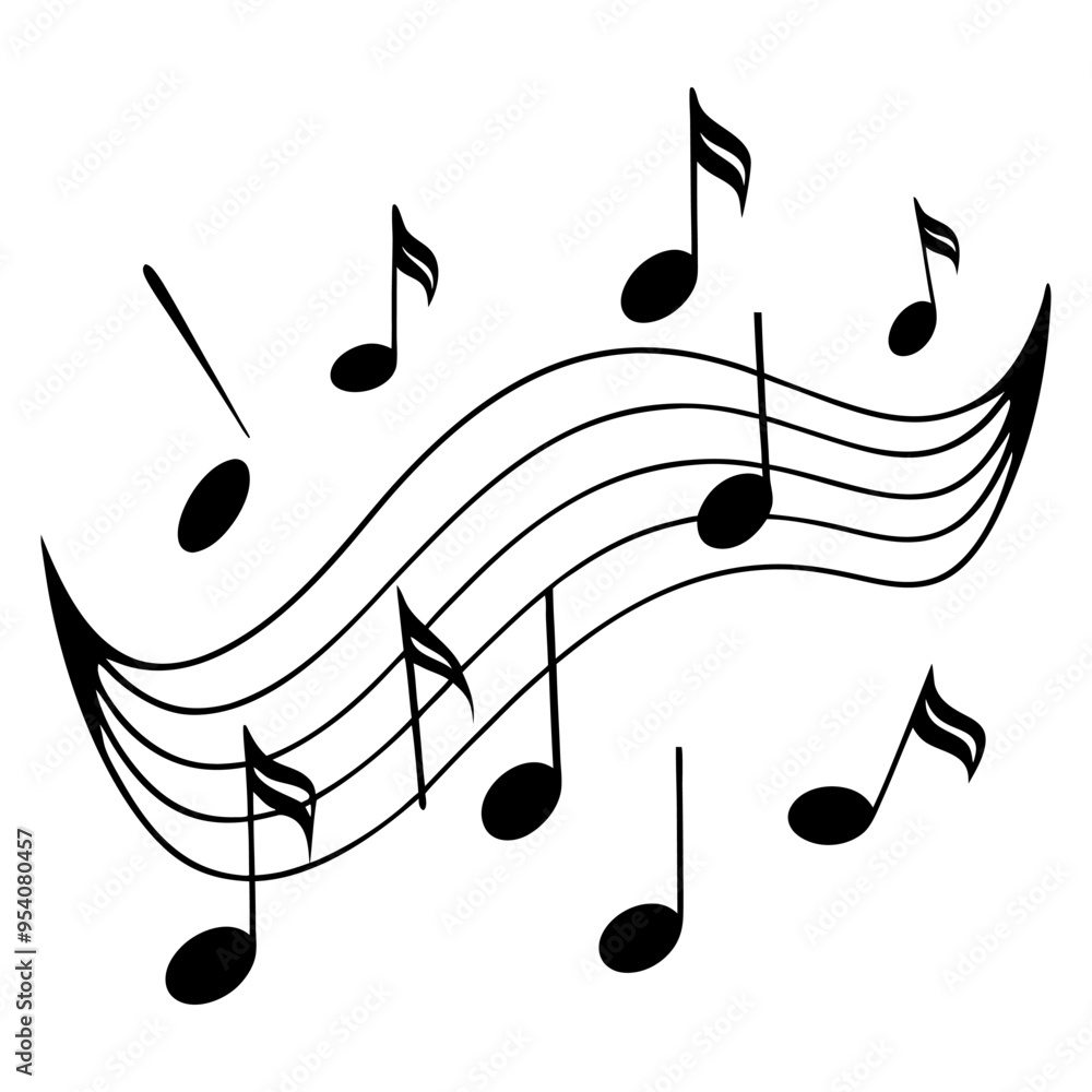 Aufkleber musical background with notes. flying music notes. song notation in flat design. vector illustration