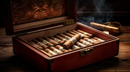 Cuban Cigar BoxElegant Humidor Filled With Premium Hand-Rolled Cigars