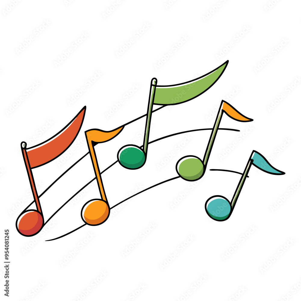 Aufkleber musical background with notes. flying music notes. song notation in flat design. vector illustration