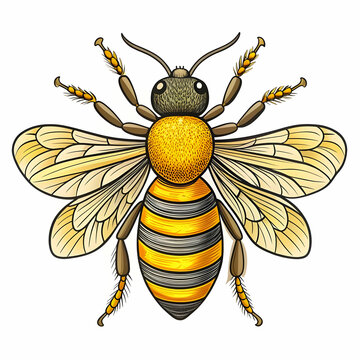yellow bee with black stripes clip art preview