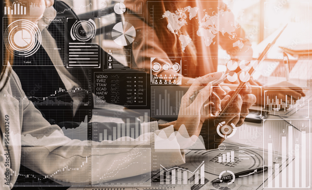 Aufkleber big data technology for business finance analytic concept. modern interface shows massive informatio