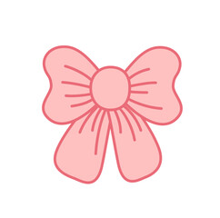 Bow. Cute pink cartoon bow. Cartoon, vector.