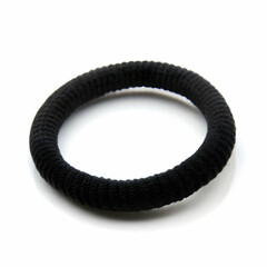 hair ties black ties on white background